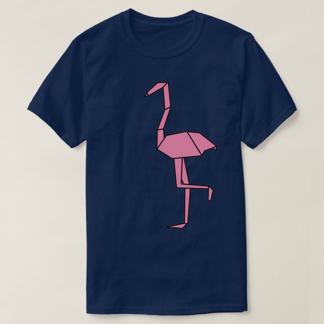 Origami Flamingo Sticker T-Shirt (Design Front)