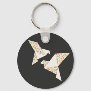 origami floral bird key ring