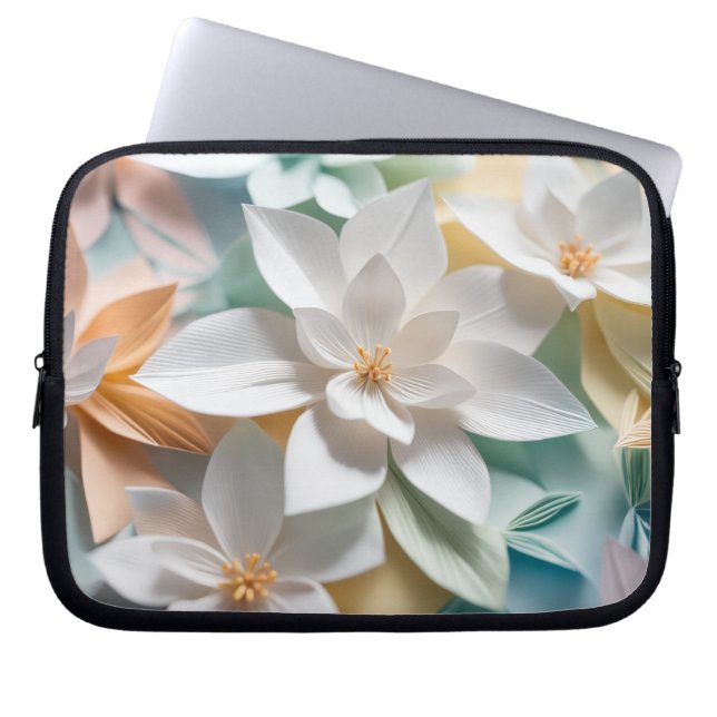 Origami flowers laptop sleeve (Front)