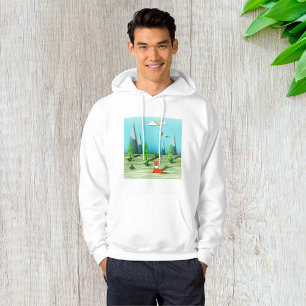 Origami Forest Scene with Fox Mountains and Birds  Hoodie