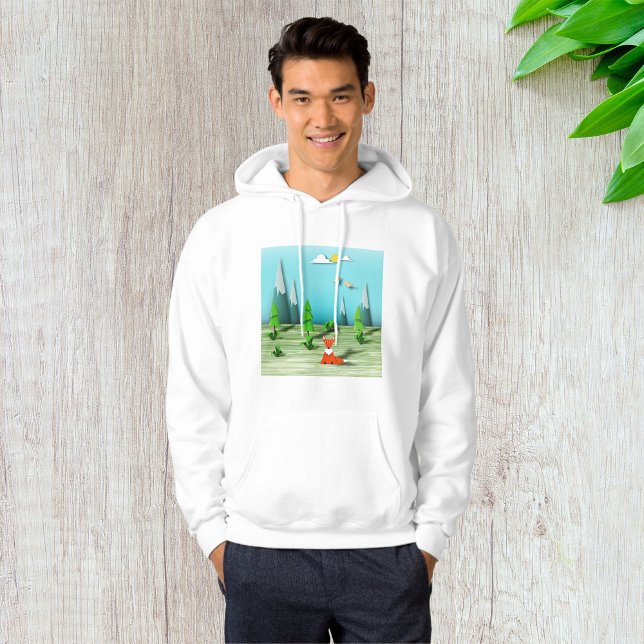 Origami Forest Scene with Fox Mountains and Birds  Hoodie (Creator Uploaded)