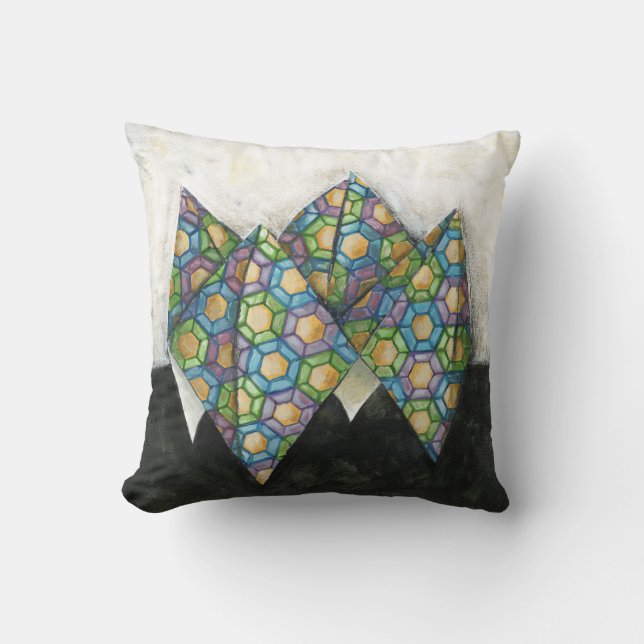 Origami Fortune Teller on Geometric Paper Cushion (Front)