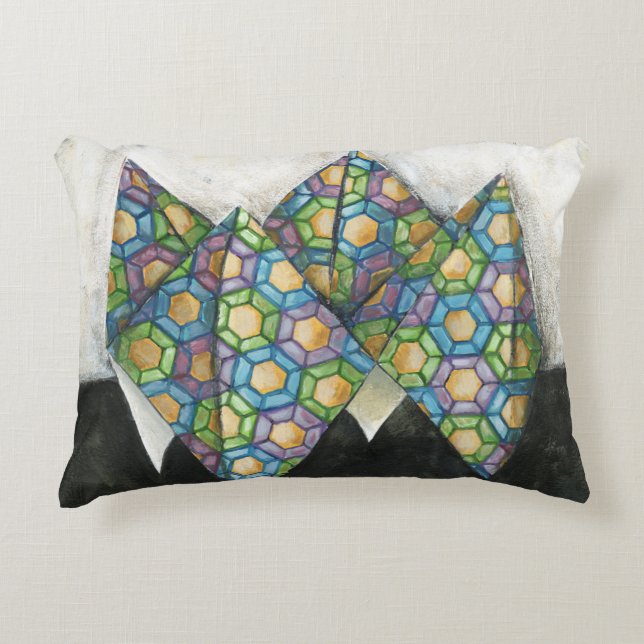 Origami Fortune Teller on Geometric Paper Decorative Cushion (Front)