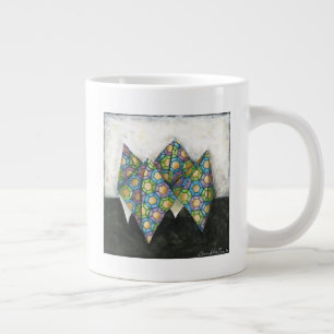 Origami Fortune Teller on Geometric Paper Large Coffee Mug