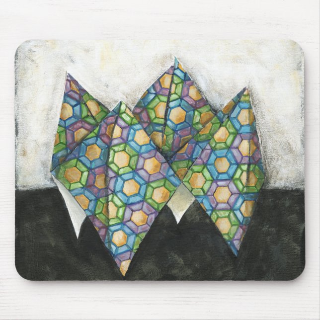 Origami Fortune Teller on Geometric Paper Mouse Mat (Front)