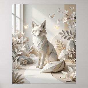 Origami Fox Paper Garden Poster
