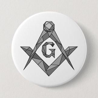Origami freemasonry symbol 7.5 cm round badge