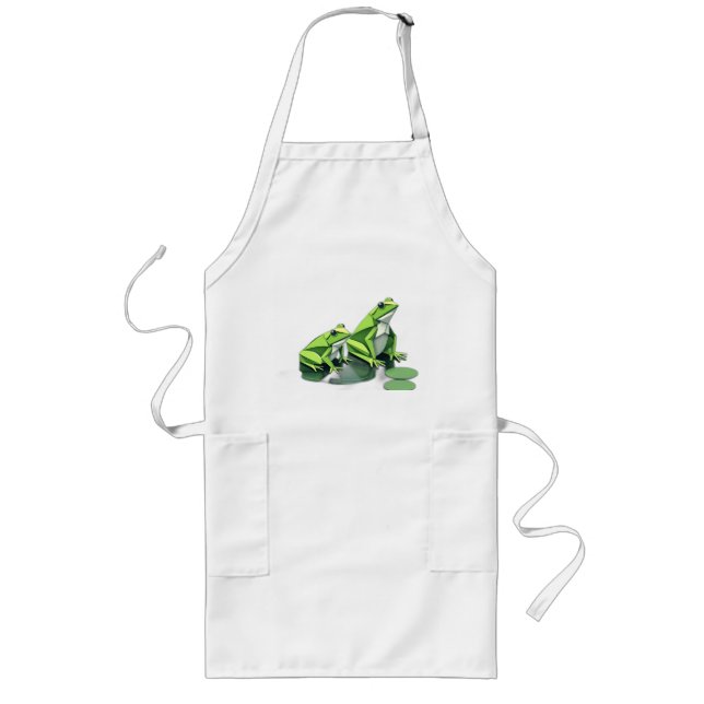 Origami Frogs in Geometric Style Long Apron (Front)
