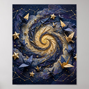 Origami Galaxy — Paper Stars Cosmos Art Poster
