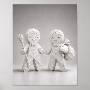 Origami Gingerbread Duo Poster