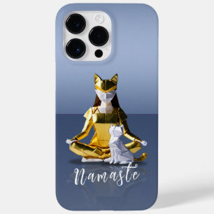 Origami Gold Foil Yoga Meditating Catwoman and Cat Case-Mate iPhone 14 Pro Max Case