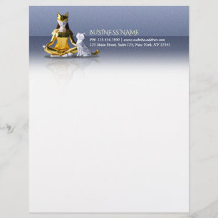 Origami Gold Foil Yoga Meditating Catwoman and Cat Custom Letterhead