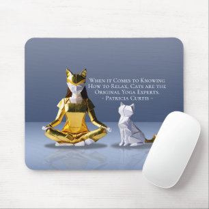 Origami Gold Foil Yoga Meditating Catwoman and Cat Mouse Mat