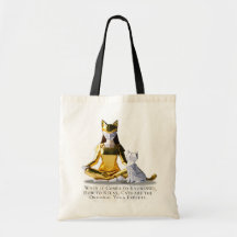 Origami Gold Foil Yoga Meditating Catwoman and Cat