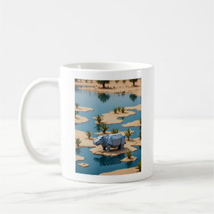Origami hippo coffee mug