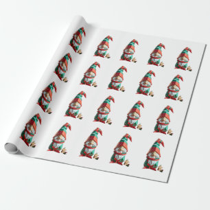 Origami holiday Gnome Wrapping Paper