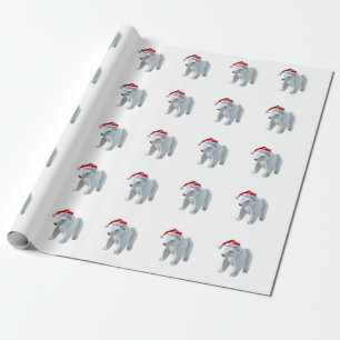 Origami holiday polar bears wrapping paper