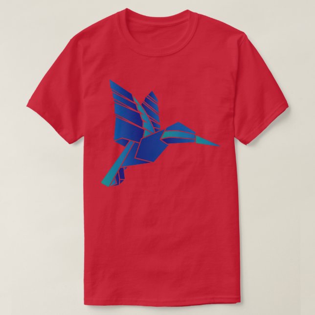Origami hummingbird blue love T-Shirt (Design Front)