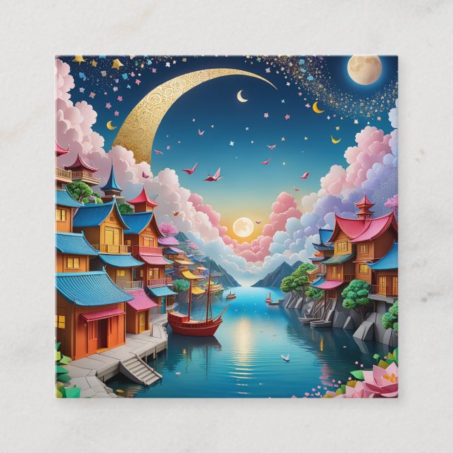 Origami is the traditional Japanese art of paper f Square Business Card (Front)