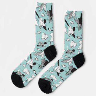 Origami kitten friends // geometric cat breeds socks