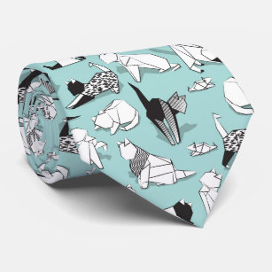 Origami kitten friends // geometric cat breeds tie
