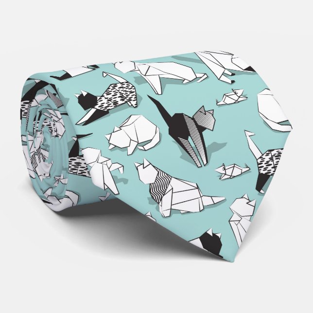 Origami kitten friends // geometric cat breeds tie (Rolled)