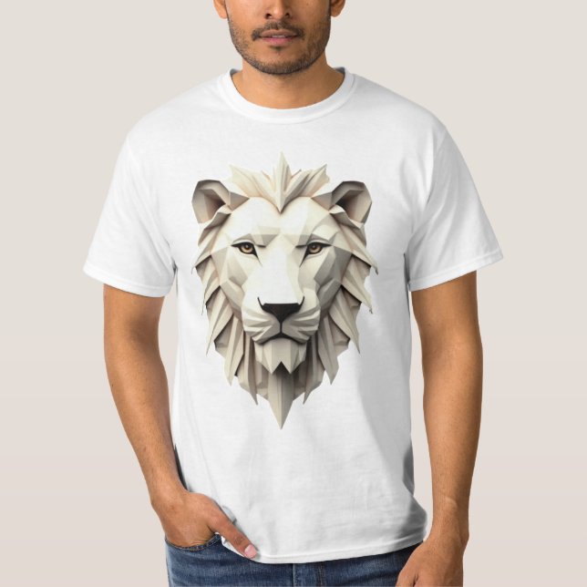 Origami Lion: A Geometric Masterpiece in Design T-Shirt (Front)