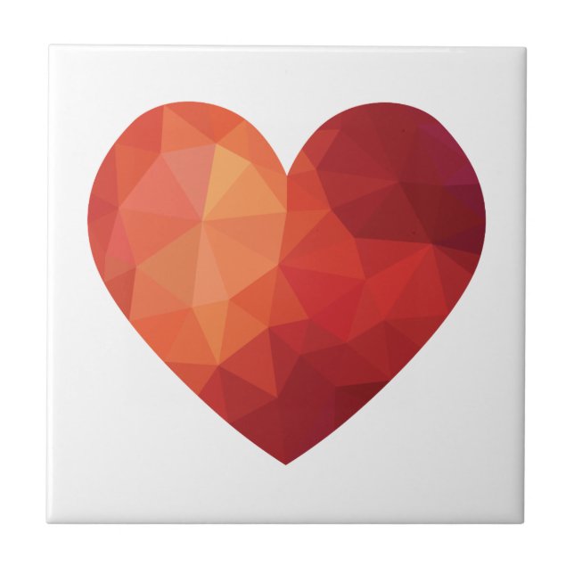Origami modern 3d red heart tile (Front)