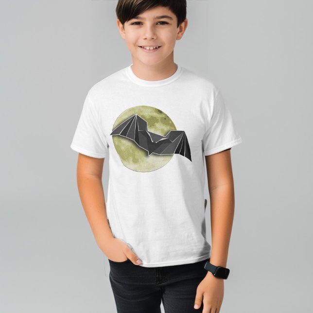 Origami Paper Bat with Full Blue/Yellow Moon T-Shirt (Creator Uploaded)