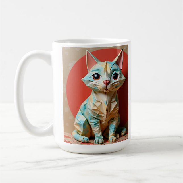 Origami Paper Cat Coffee Mug (Left)