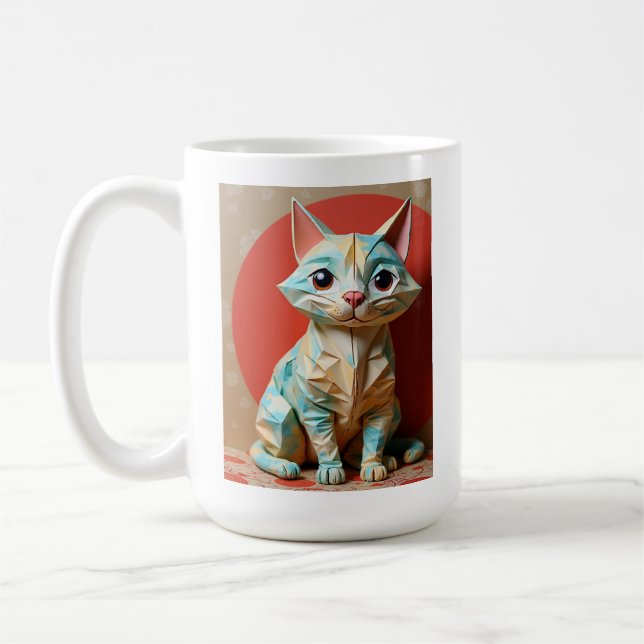 Origami Paper Cat Coffee Mug (Left)