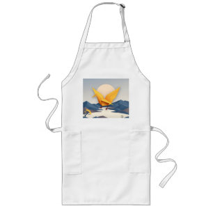 Origami Paper Crane Vector Art Long Apron
