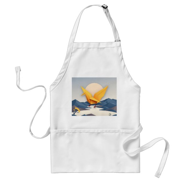 Origami Paper Crane Vector Art Standard Apron (Front)