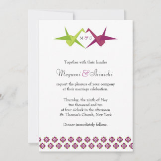 Origami Paper Crane Wedding Invitation