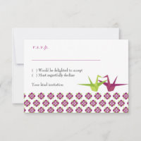 Origami Paper Crane Wedding RSVP