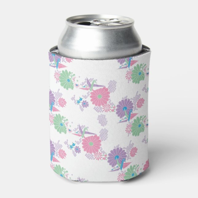 Origami Paper Cranes and Flowers Can Cooler (Can Front)