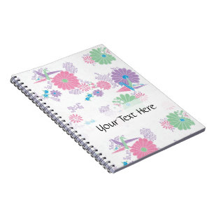 Origami Paper Cranes and Flowers Custom Notebook