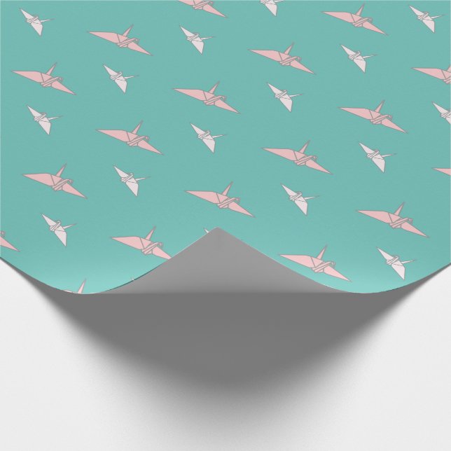 Origami Paper Cranes Light Teal Wrapping Paper (Corner)