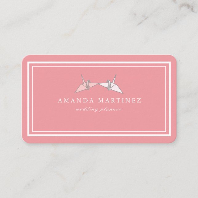 Origami Paper Cranes Pink Business Card (Front)