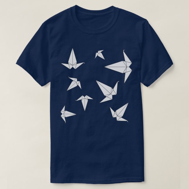 Origami Peace Cranes White T-Shirt (Design Front)