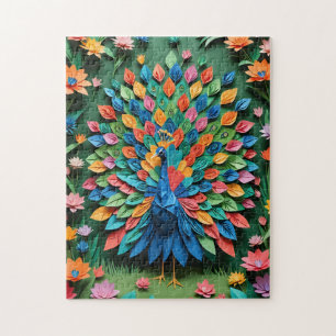 Origami peacock jigsaw puzzle