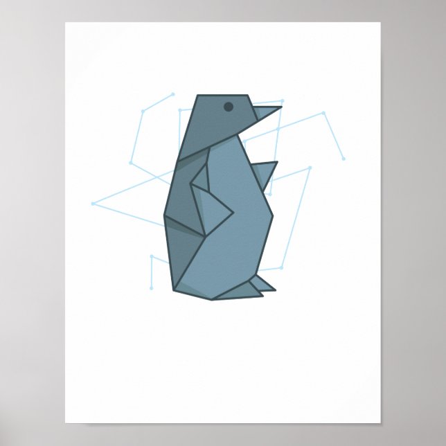Origami Pinguin als Papierform Poster (Front)