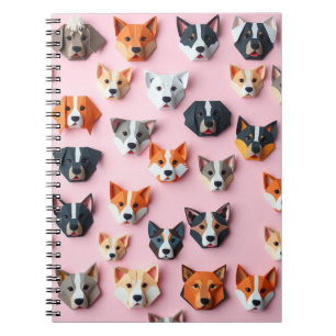 Origami pink Dog patterned - back to school Notebook