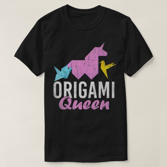 Origami Queen Paper Folding Art Unicorn Women Girl T-Shirt (Design Front)