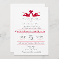 origami red cranes wedding invitations