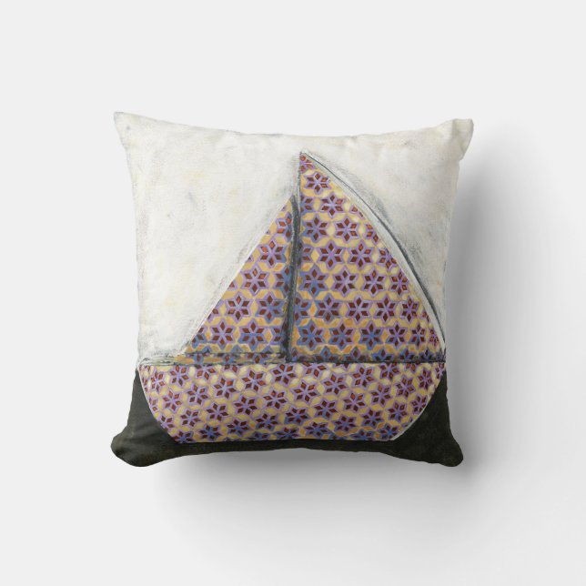 Origami Sailboat on Star Design Paper Cushion (Front)