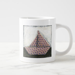 Origami Sailboat on Star Design Paper Large Coffee Mug