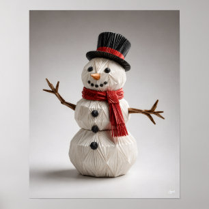Origami Snowman with Scarf Poster