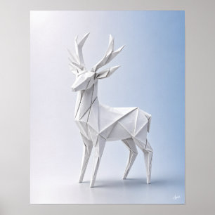 Origami Stag Portrait Poster