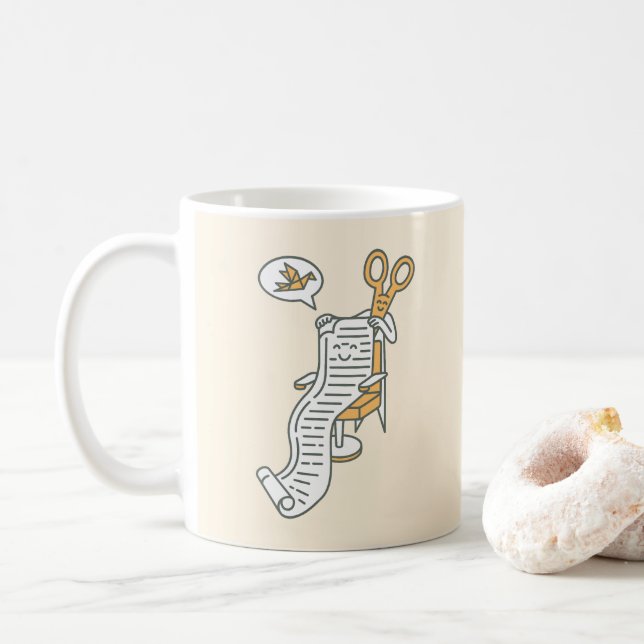 Origami Style, Please Coffee Mug (With Donut)